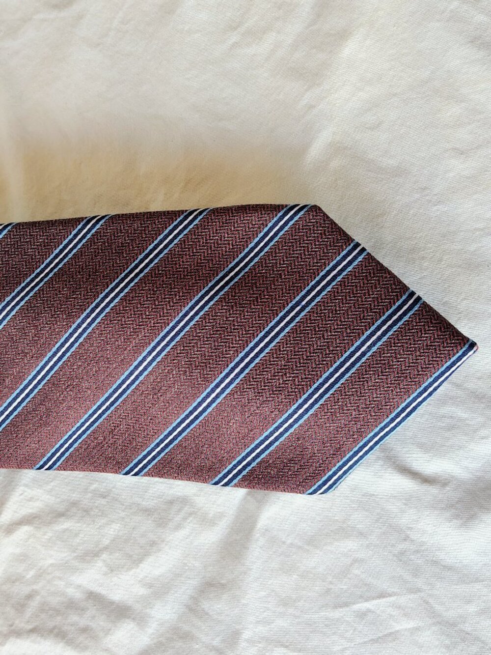 Nautica Extra Long Tie Men's 100% Silk Blue Maroon Striped Classic Business Work